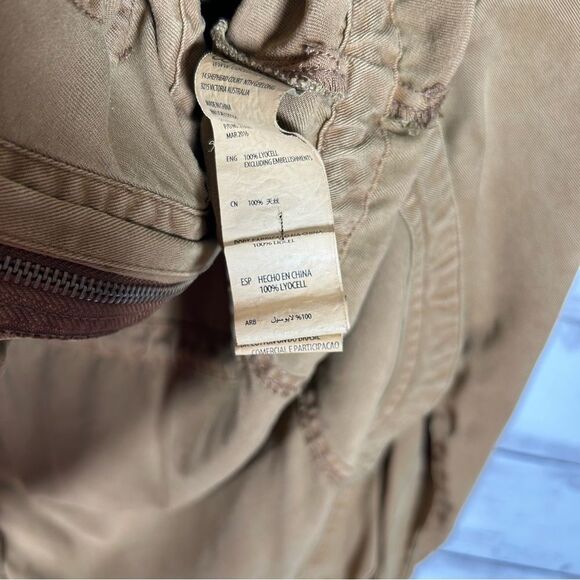 Cotton On Field Utility Shirt Lightweight Jacket Viscose Mustard Brown Sz 8 - Picture 8 of 8